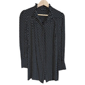 Zara Woman Polka Dot Hidden Button Front Black White Women's Size Medium